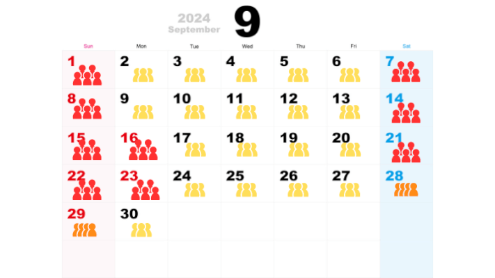 9月の混雑予想