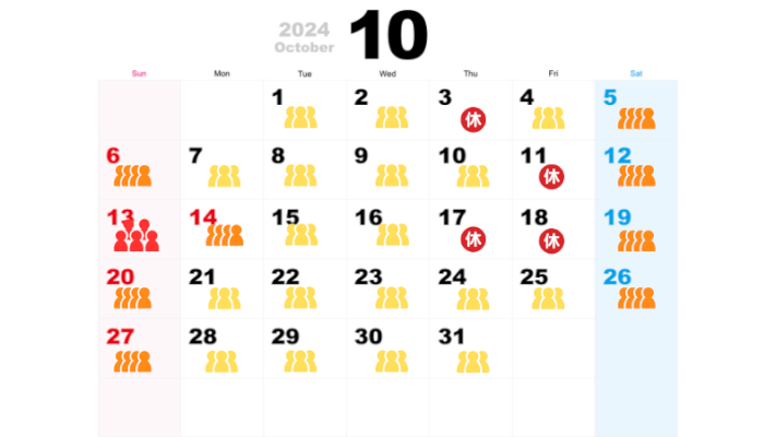 10月の混雑予想