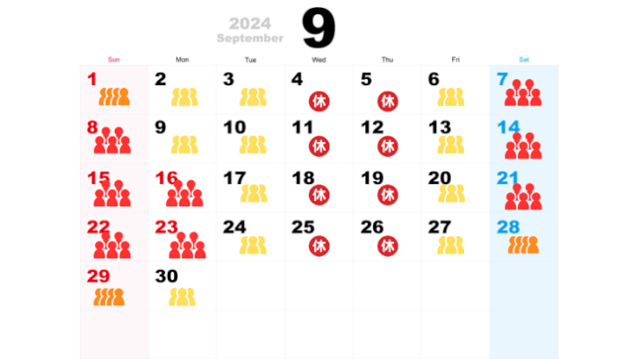 9月の混雑予想