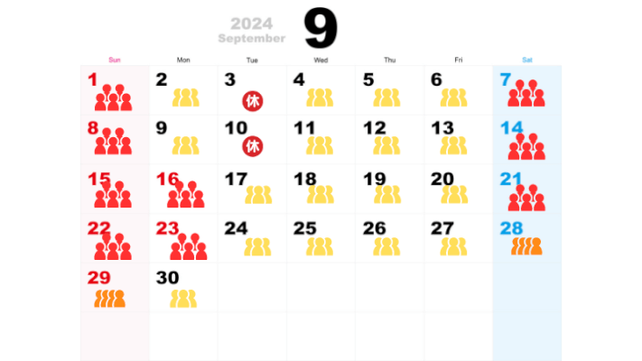 9月の混雑予想